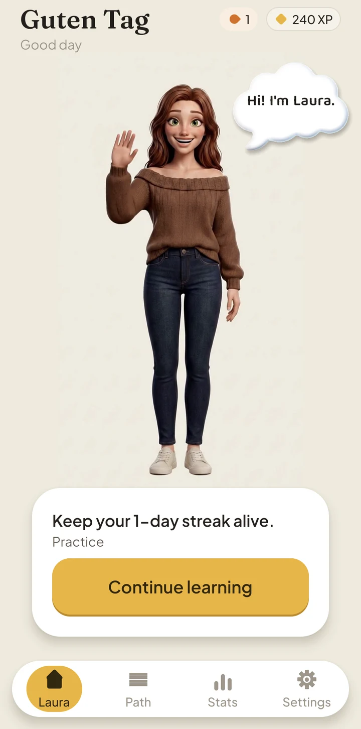 Laura app home screen